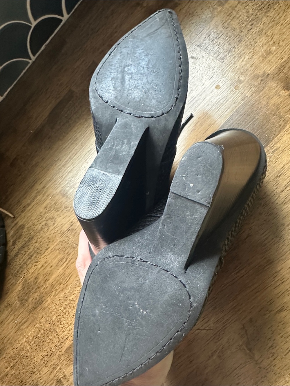 Kenneth Cole Black Scaled Lace-Up Pointed Ankle Boots - Picture 3 of 5
